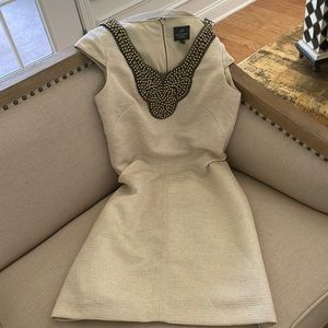 Adrianna Papell cream and gold threaded dress! Beautiful detail